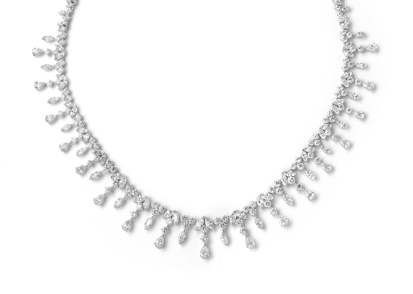Princess 27.39ct Diamond Necklace in 14K White Gold