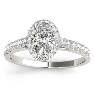 14K WG Oval Halo Engagement Ring; 1.91 Ctw