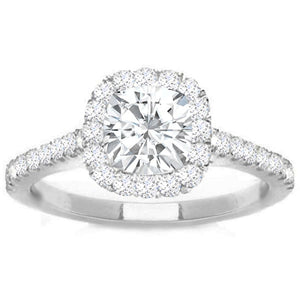 Larissa Cushion Halo Engagement Ring in 14K White Gold; 0.50 ctw