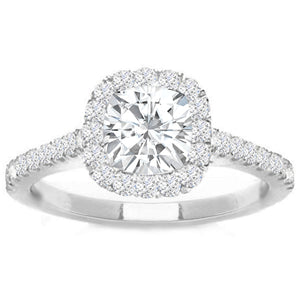 Celina Cushion Halo Diamond Engagement Ring in 14K White Gold; 0.56 ct