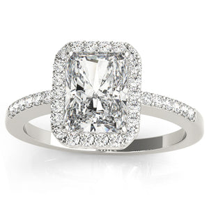 14k White Gold Radiant Halo Diamond Ring; 1.35 CTW