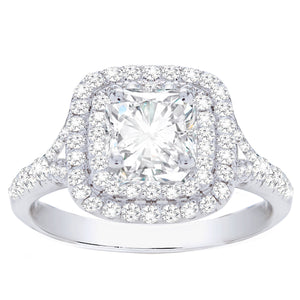 Ileana Double Halo Cushion Diamond Engagement Ring; 0.60ctw