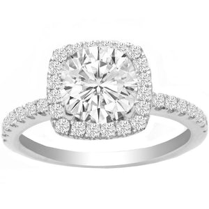 Edith Cushion Halo Engagement Ring in 14K White Gold; 0.40 ctw