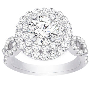 Ella Double Halo Diamond Engagement Ring; Diamond 1.00 ctw
