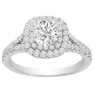 Ellie Double Halo Engagement Ring in 14K White Gold; 0.60 ct