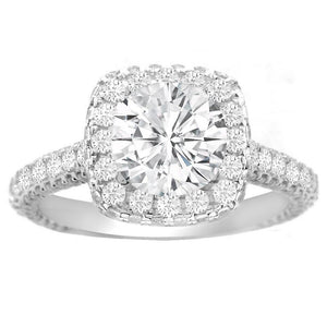 Cara Halo Engagement Ring in 14K White Gold; 1.32ctw