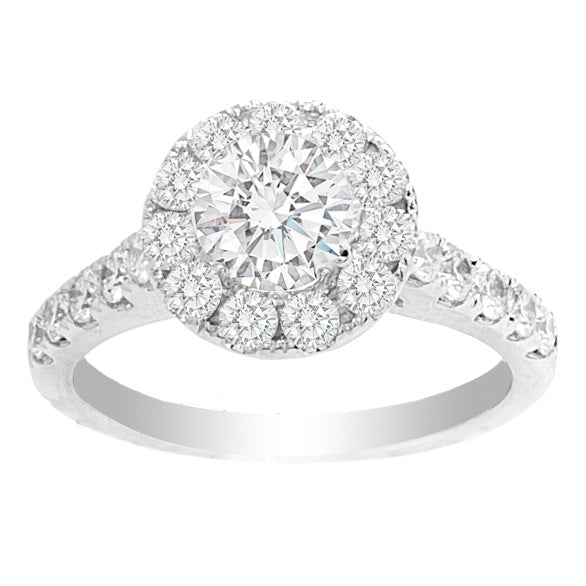 Halo Engagement Diamond Ring 14K WG Vera; 0.85 ctw