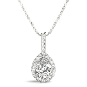 14k WG Pear Shape Halo GIA Diamond Pendant; 1.30 CTW