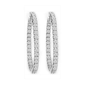 14K White Gold Diamond Hoop Earrings; .70 Ctw