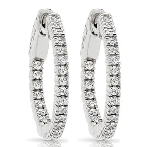 14K WG Diamond Hoop Earrings; 10.60 CTW