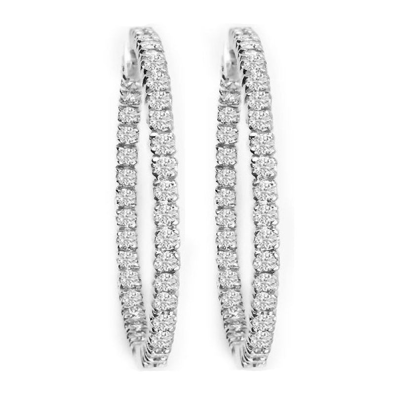 14K Diamond Hoop Earrings; 2.11 ctw