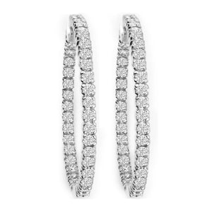 14K Diamond Hoop Earrings; 2.11 ctw
