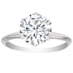 6 prong 3.00ct Round Lab Diamond 14KWG Solitaire Ring