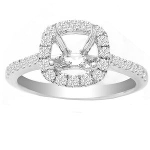 Cushion Halo Diamond Ring in 14K White Gold- Aubri; 0.37 ct