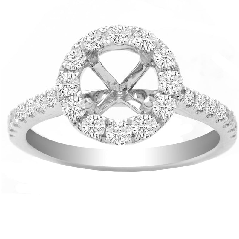 Kaley Round Halo Diamond Ring in 14K White Gold; 0.54 ctw