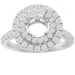 Double Halo Engagement Ring in 14K White Gold- Ellena;  0.52ctw