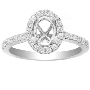 Halo Engagement Ring in 14K White Gold- Beatrice; 0.34 ctw