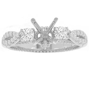 High Twist 3- Stone Ring in 14K White Gold; .41 ctw