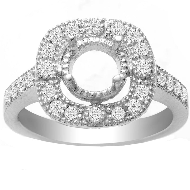 Kerri Vintage Halo Diamond Ring in 14K White Gold; 0.35 ctw