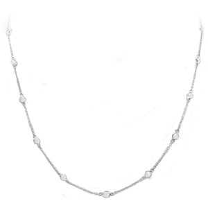 Diamond By The Yard Bezel Necklace; 14KWG 18" 0.90 ctw