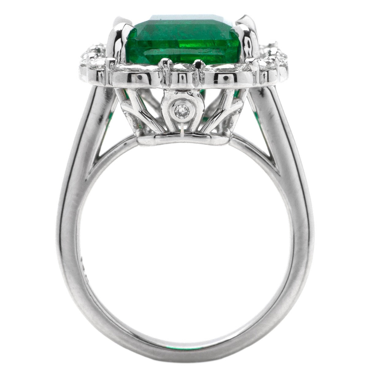 Emerald Ring in 14K White Gold; 7.28 CTW