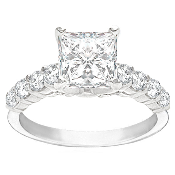 14K White Gold Princess Engagement Ring