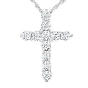 14KWG Diamond Cross Pendant; 1.80 ct