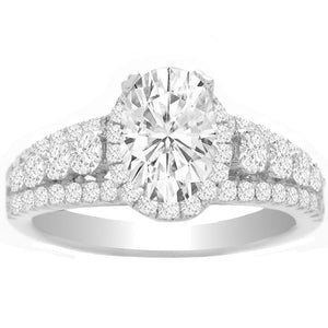 Gendra Oval Halo Engagement Ring in 14K White Gold: 1.40 ctw