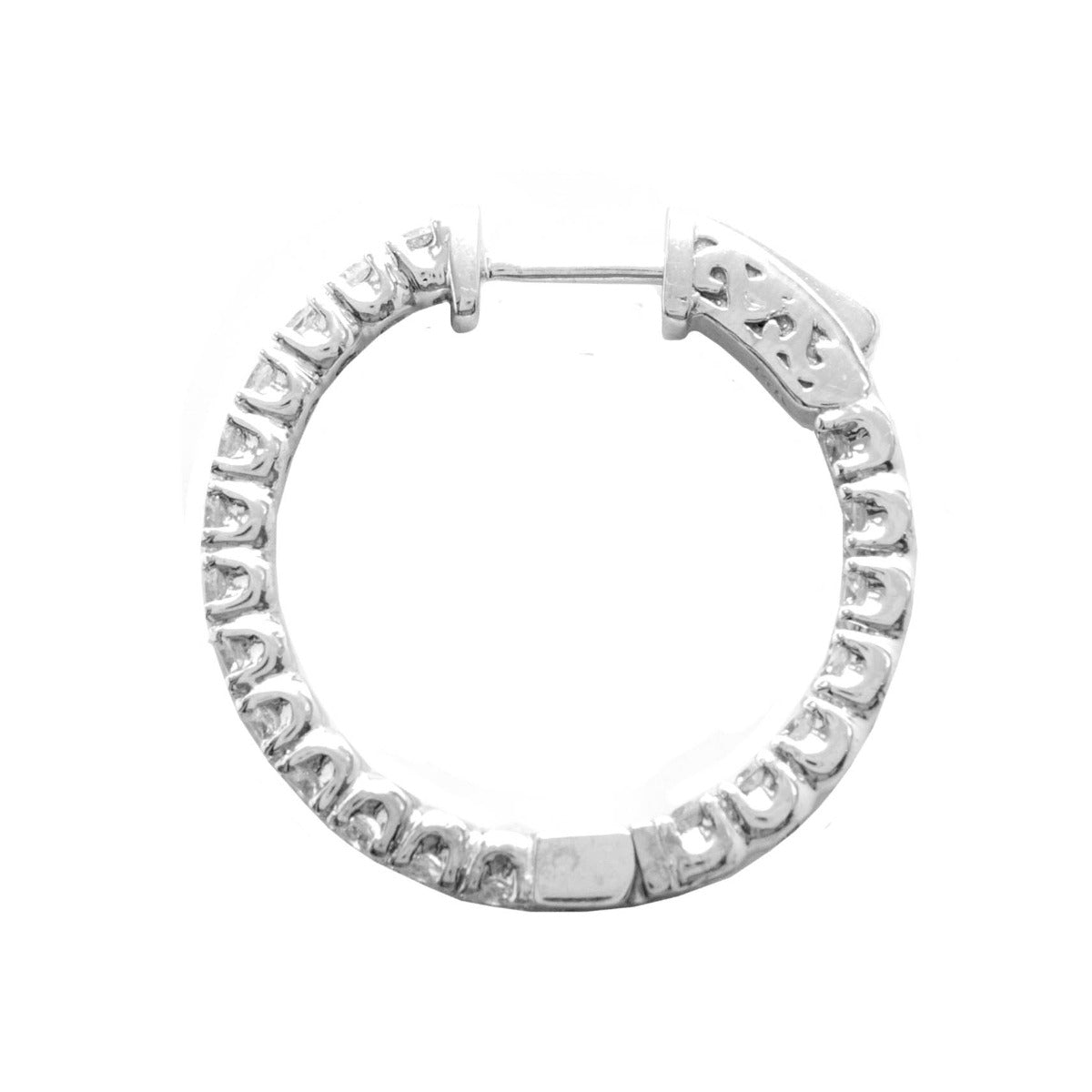 14K Diamond Hoop Earrings; 2.00ct