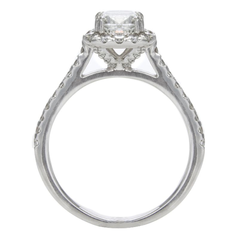 1.13ct Diamond Cushion Halo Engagement Ring in 14K White Gold; 1.63 ctw