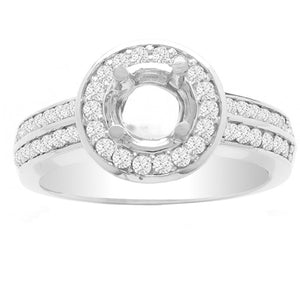 Modern Diamond Halo Ring in 14K White Gold; 0.75 ctw