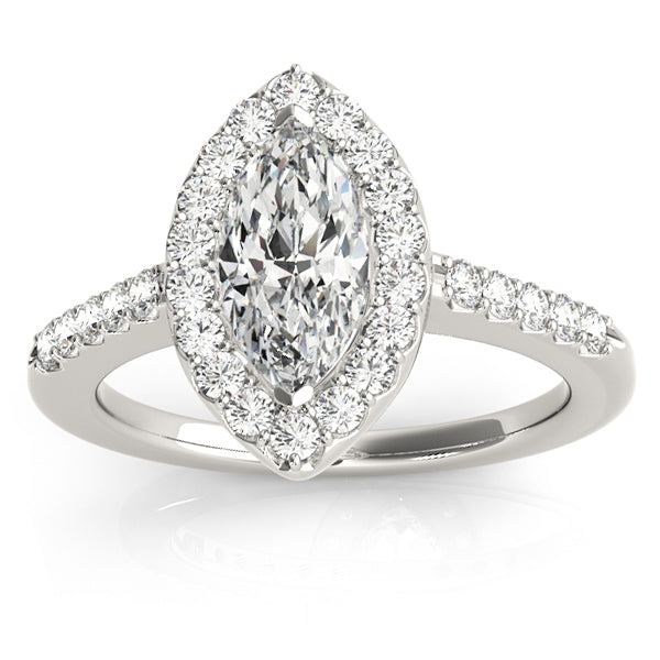 14K WG Marquise Diamond Halo Engagement Ring; 1.20 CTW