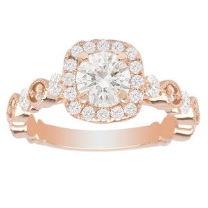 Rory Cushion Halo Diamond Engagement Ring 14K Rose Gold;  .30 ctw