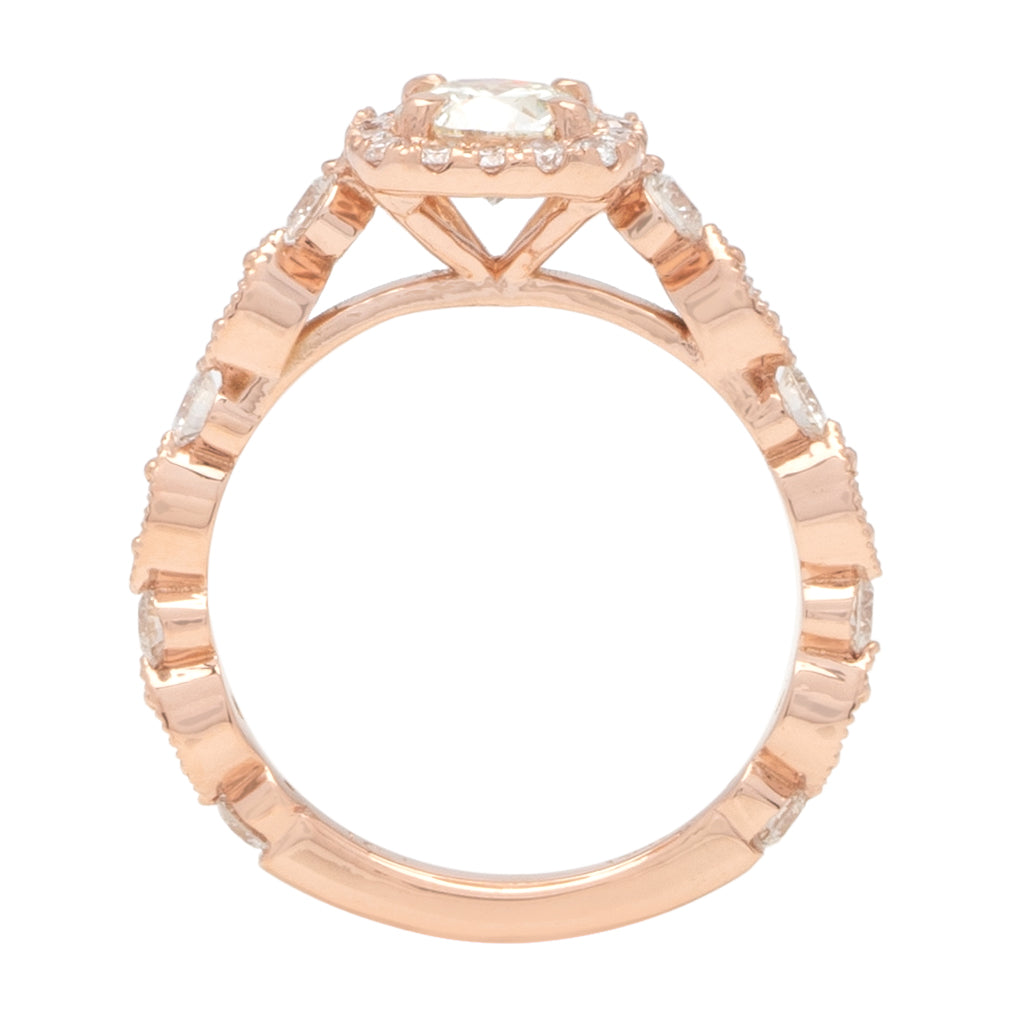 Rory Cushion Halo Diamond Engagement Ring 14K Rose Gold;  .30 ctw