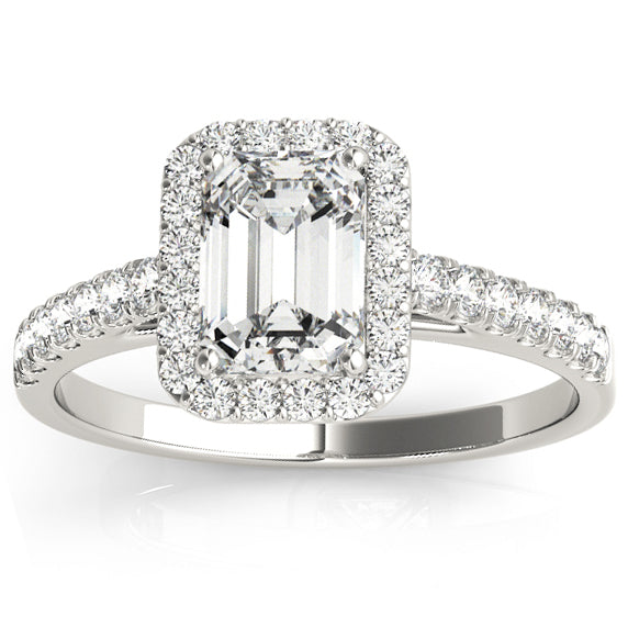 14k WG Emerald Halo Lab Diamond Ring; 1.33 CTW