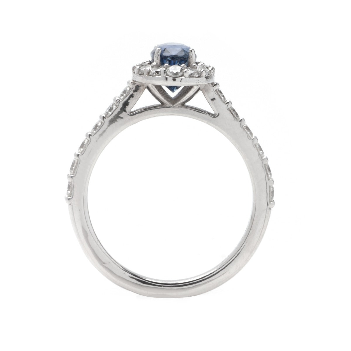 Sapphire Oval Halo Ring in Platinum; 1.94 CTW