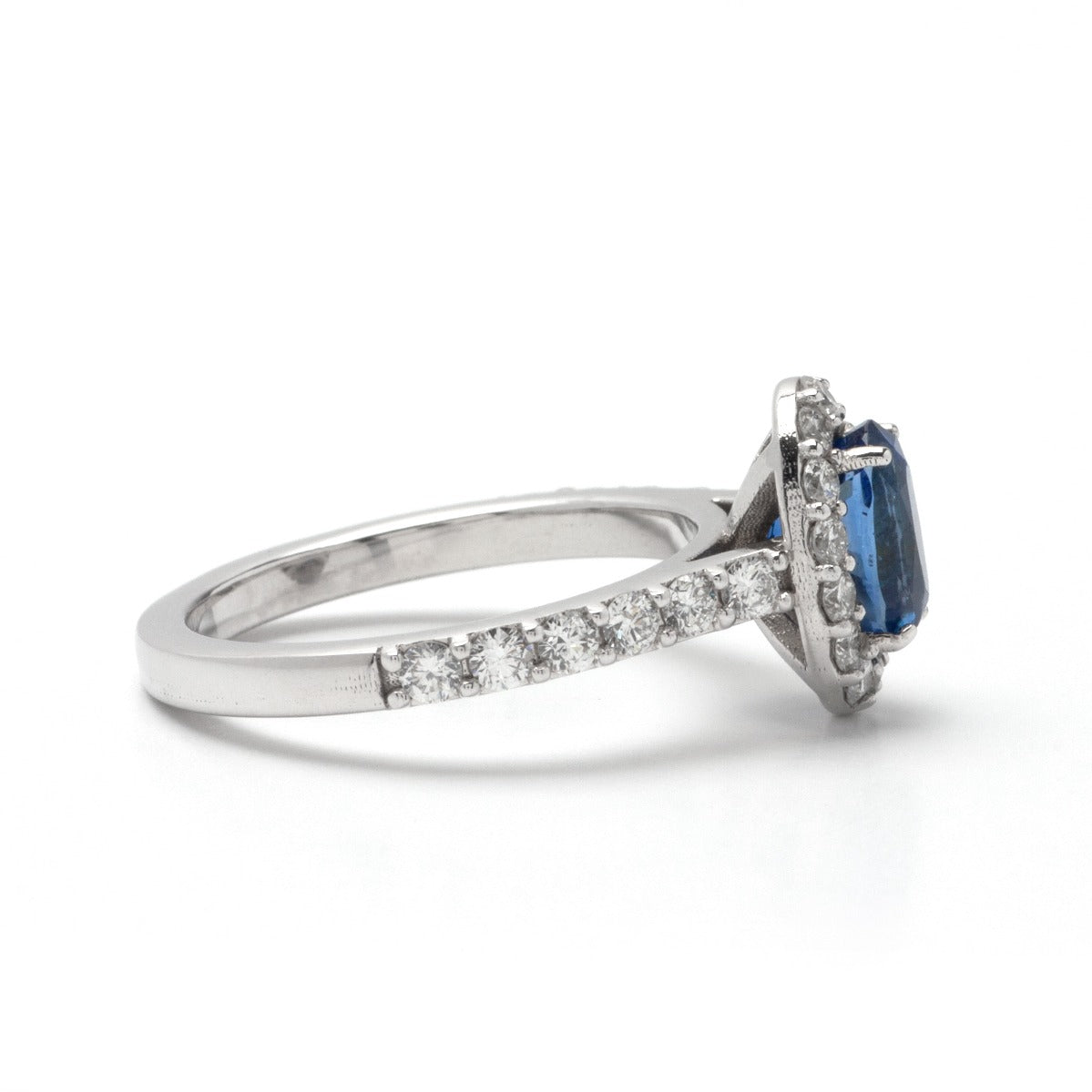 Sapphire Oval Halo Ring in Platinum; 1.94 CTW