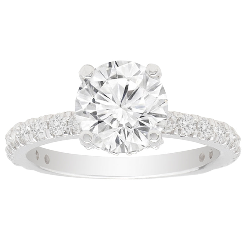 Petite Set Hidden Halo Diamond Engagement Ring in 14K White Gold; .70 ctw