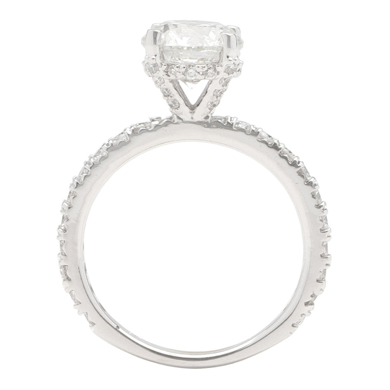 Petite Set Hidden Halo Diamond Engagement Ring in 14K White Gold; .70 ctw