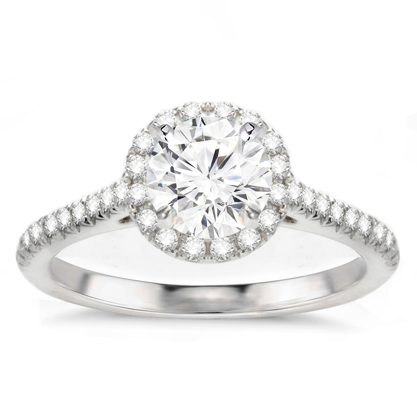 Destiny Round Halo 14K White Gold Diamond Engagement Ring