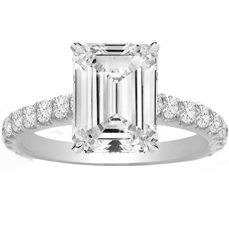 14K White Gold Emerald Diamond Ring; 2.00 CTW