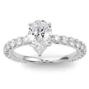 2.00ct Pear Shaped Lab Made Diamond Engagement Ring: 2.73 CTW