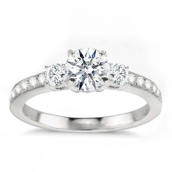 Amaris Three-Stone 14K White Gold Diamond Engagement Ring