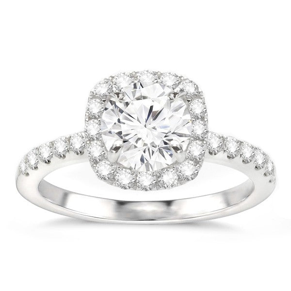 Annetta 14K White Gold Cushion Halo Diamond Engagement Ring; 0.50 ctw