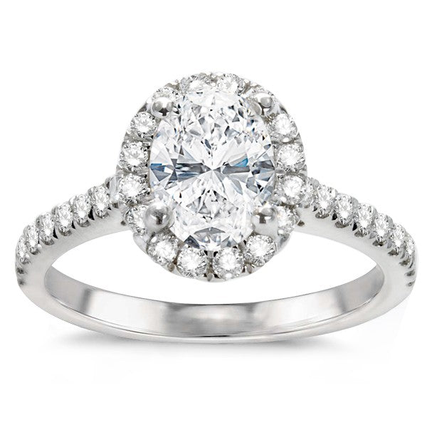 14K White Gold Oval Diamond Engagement Ring; Diamond Weight: 2.13 ctw