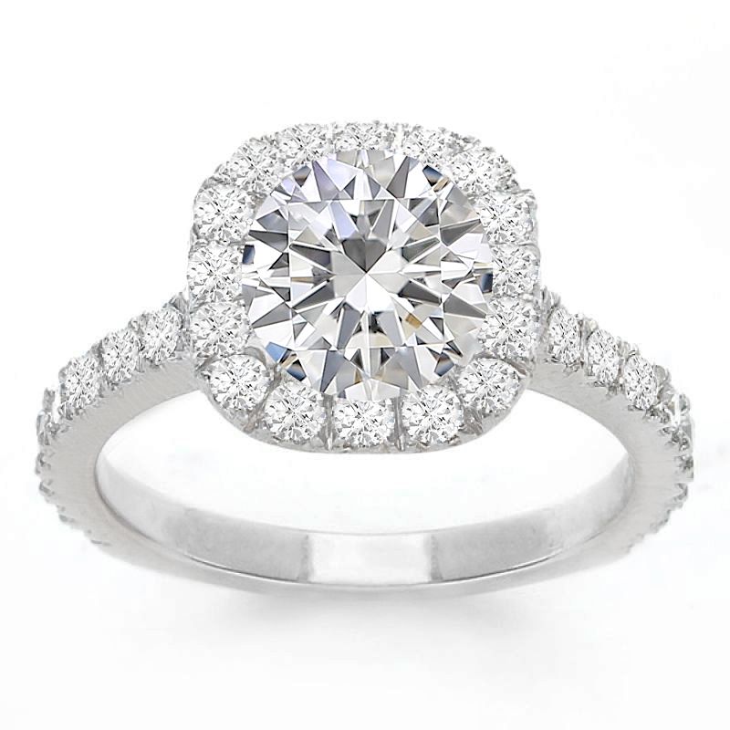 Tamsin Halo Engagement Ring in 14K White Gold; 0.36 ctw