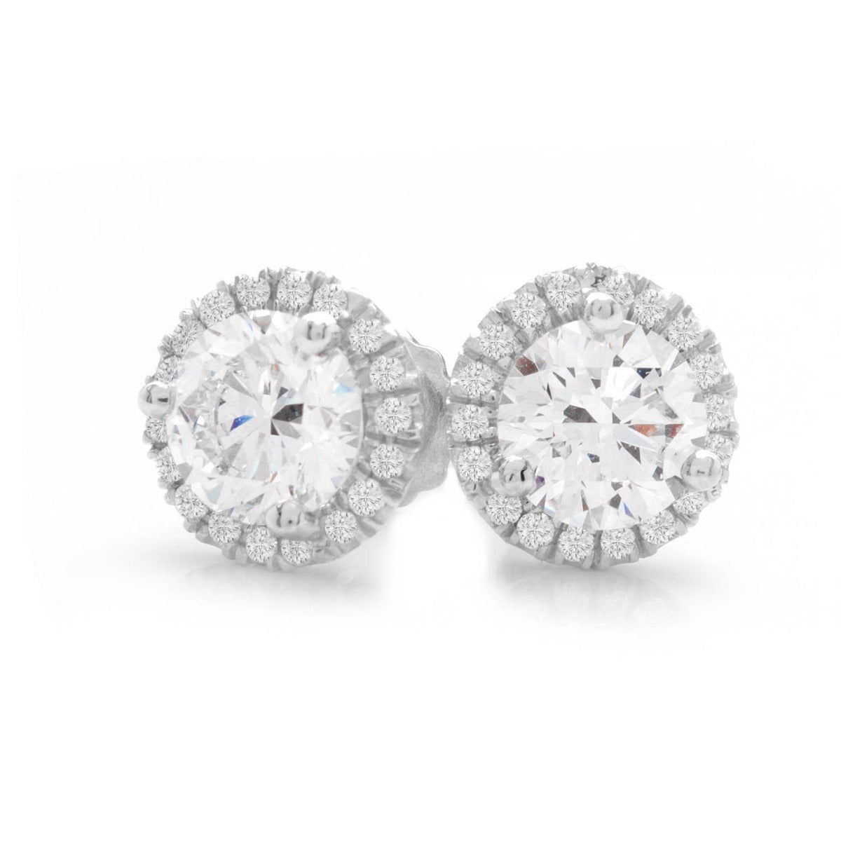 14KWG Halo Diamond Earrings; 2.00 ct