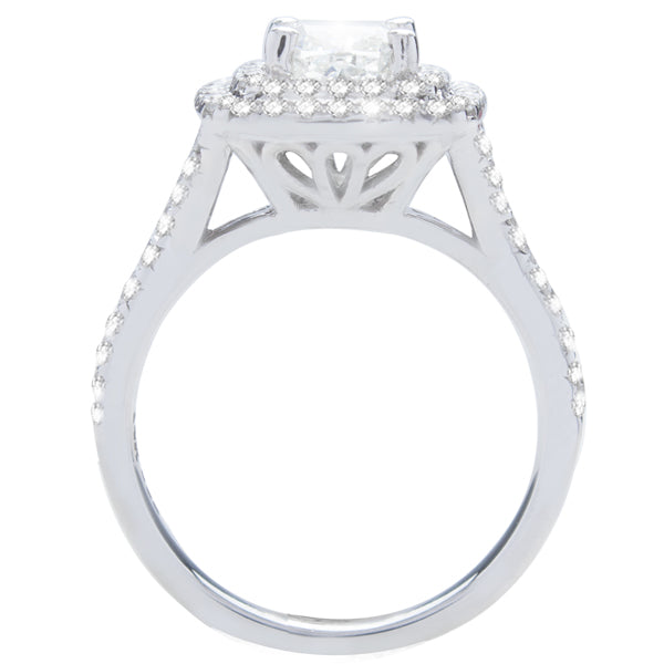 Ileana Double Halo Cushion Diamond Engagement Ring; 1.61ctw