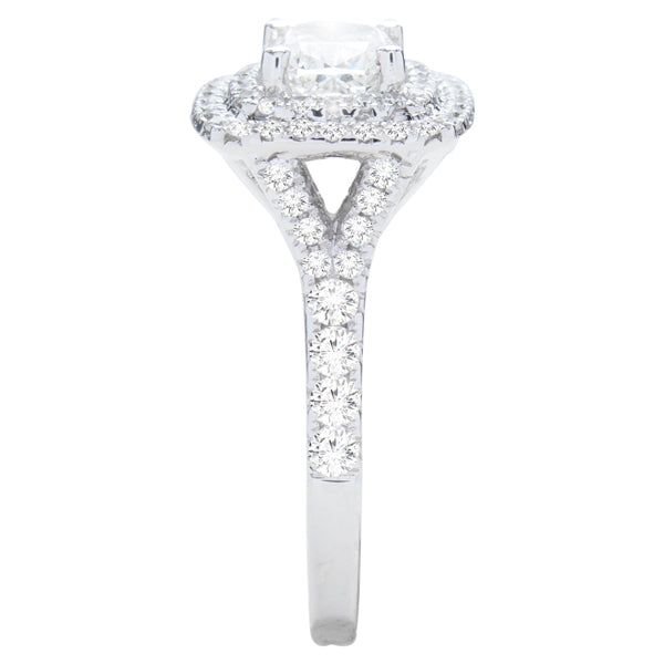 Ileana Double Halo Cushion Diamond Engagement Ring; 1.61ctw