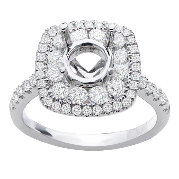 Hazel Double Halo Engagement Ring in 14K White Gold; 0.85 ctw
